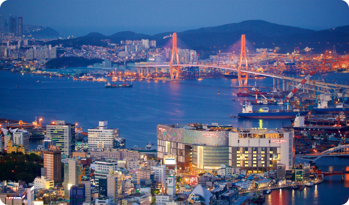 Imagem aerea da  cidade de Busan